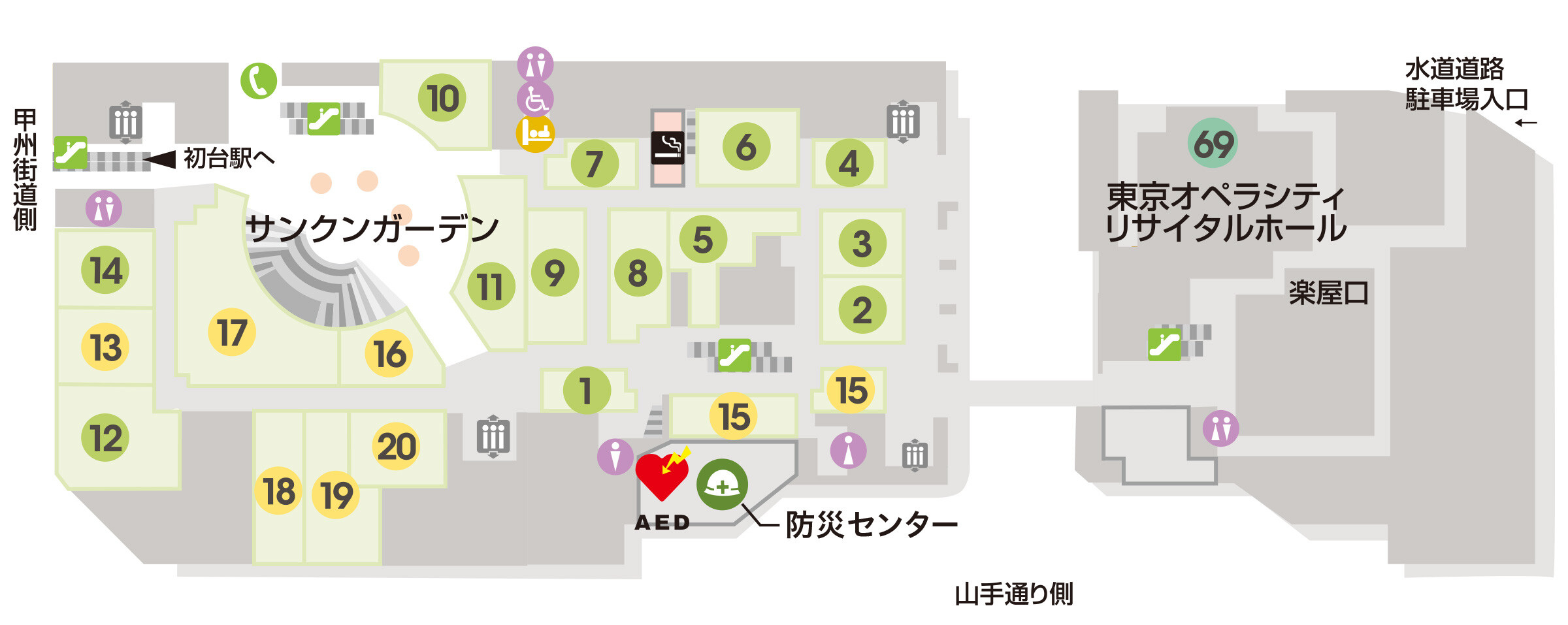 東京オペラシティB1Fフロアマップ